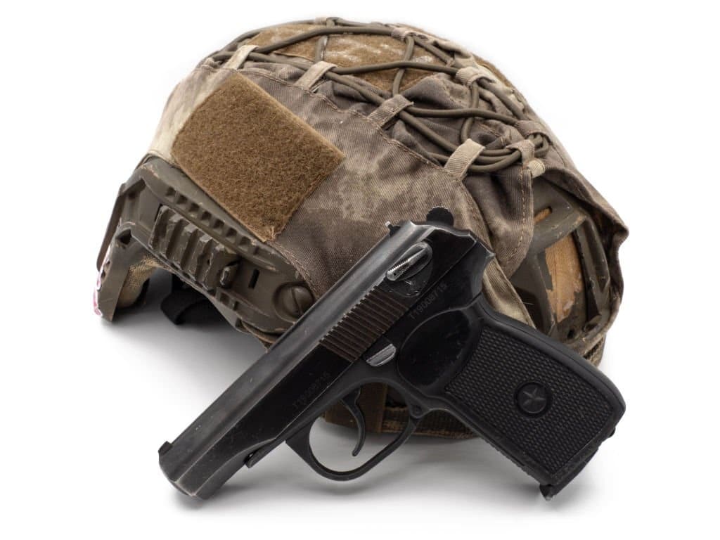 Helmet and Pistol Military Concealed Carry - Benefits of CHL Texas for Military Service Members